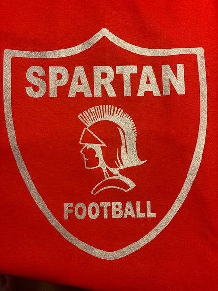 Spartan Football Metallic Silver Tshirt Red