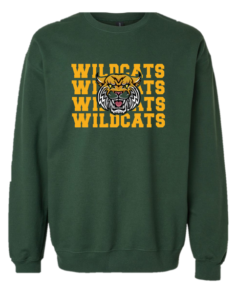 Green Crewneck Sweatshirt "Wildcats Wildcats Wildcats"