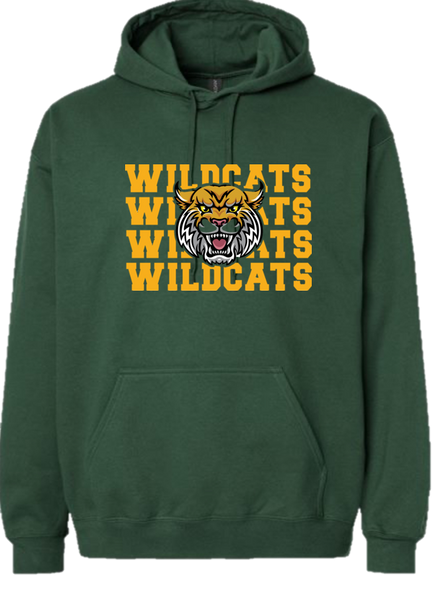 Green Hoodie Sweatshirt "Wildcats Wildcats Wildcats"