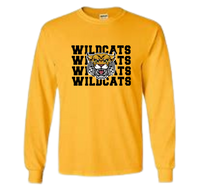 Gold Long Sleeve Sweatshirt - "Wildcats Wildcats Wildcats"