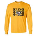 Gold Long Sleeve Sweatshirt - "Wildcats Wildcats Wildcats"