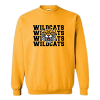 Gold Crewneck Sweatshirt - "Wildcats Wildcats Wildcats"