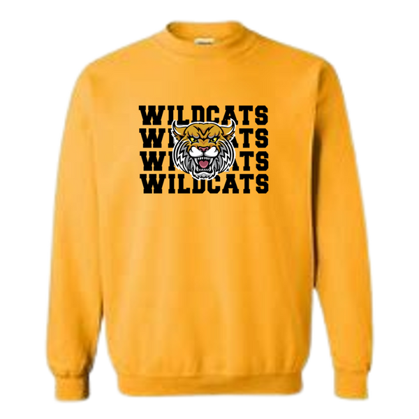 Gold Crewneck Sweatshirt - "Wildcats Wildcats Wildcats"