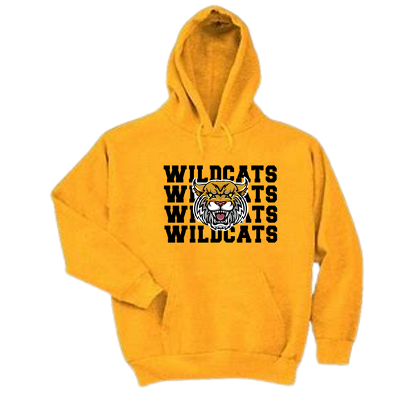 Gold Hoodie Sweatshirt - "Wildcats Wildcats Wildcats"