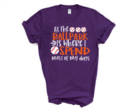 "At the Ballpark" Purple Cotton Tshirt